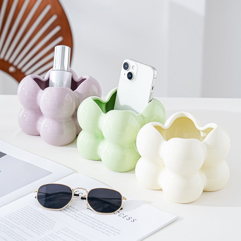 家用商用可爱收纳罐摆件客厅办公室桌面装饰大容量笔筒轻奢高级感