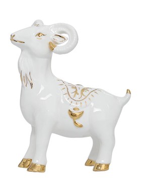 黄色陶瓷a羊摆件山羊招财风水补角十二生肖三阳开泰客厅家居工艺