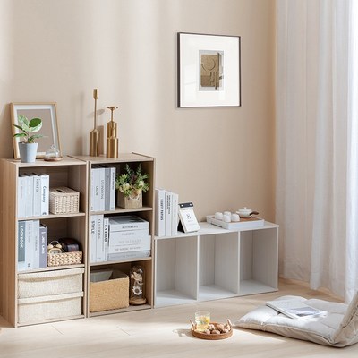 落地置物b架简易三层书架木质书柜简约学生卧室储物收纳架