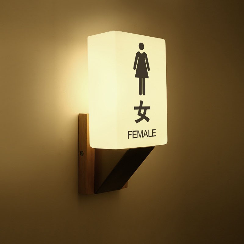 卫生间发光门牌洗手间标识牌带灯B男女厕所标志牌接电WC指示牌夜