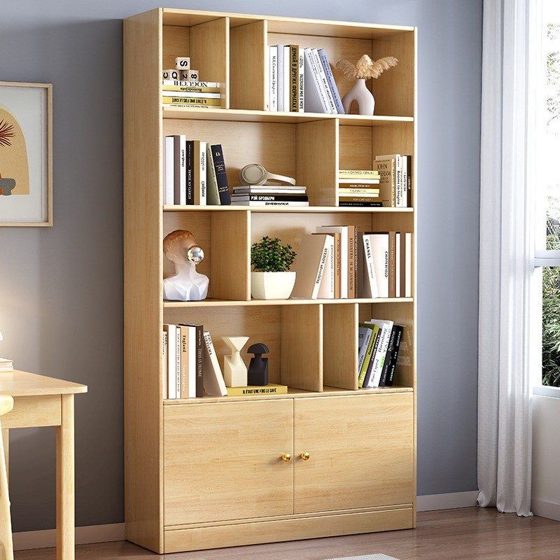 实木落地书架简约客厅展示柜家y用多功能储物柜子书房靠墙书架书