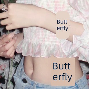 蝴蝶植物草本纹身贴防水女持久不反光半永久锁骨手臂腰甜酷高级感