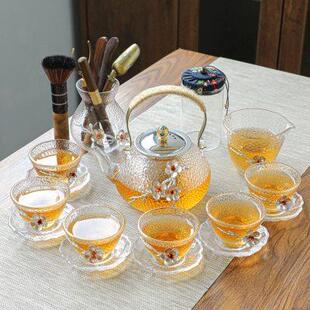 大容量提梁壶泡茶器家用简约煮茶壶不锈钢内胆 玻璃功夫茶具套装