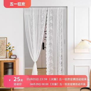 蕾丝免打孔纱窗帘伸缩杆门帘小窗户遮挡短帘餐厅卧室家用纱帘 法式