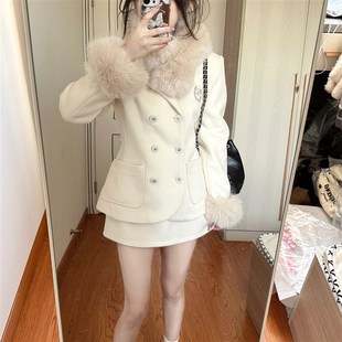 速发财式法阀千金两呢连衣裙子秋冬韩剧小香学院风高级感毛件套装