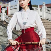 中袖 速发马面裙搭配 上衣长新改良汉服式 国风盘扣立领衬衣