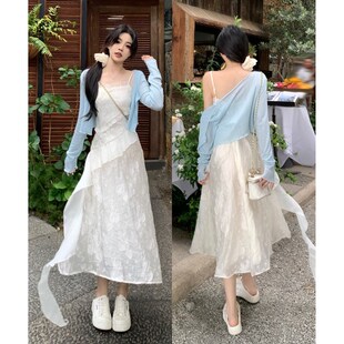 速发甜美季式吊带连衣裙2法24新款夏0大码收腰气质仙长裙