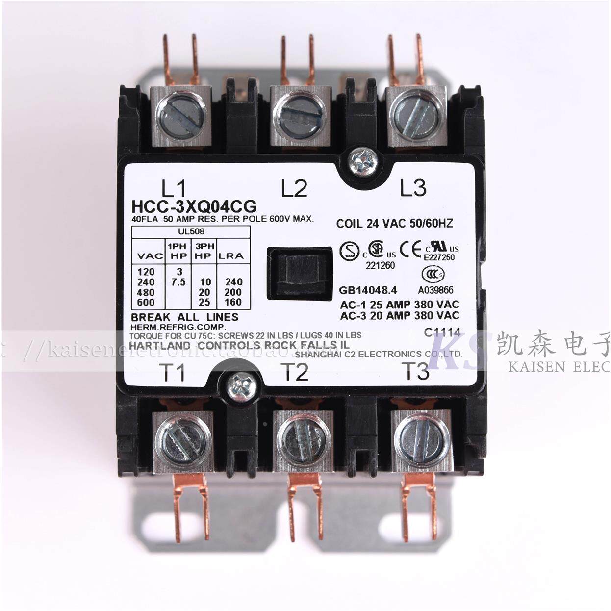 美国 MILLER 焊机 用 HCC-3XQ04BX283 24VAC 40A美式交流接触器