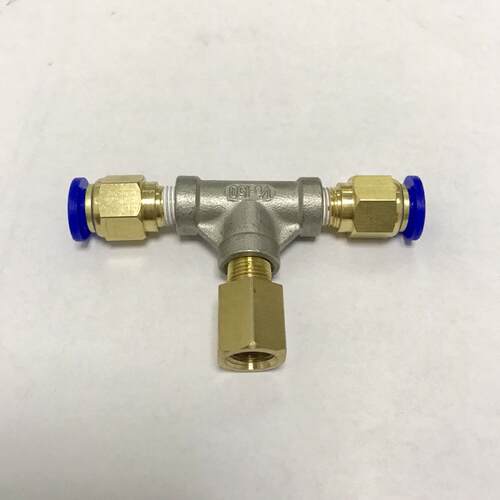 m10x1-8mm 内丝快插三通接头 中心螺纹m10x1 两边接外径8mmpu气管