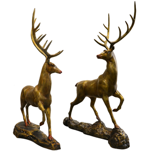 极速户外园林大型落地雕塑摆件酒店售楼大厅庭院景观草坪鹿招财工