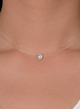 Faion Cubic Zirconia Pendant Item Invisible Fi Line Chok