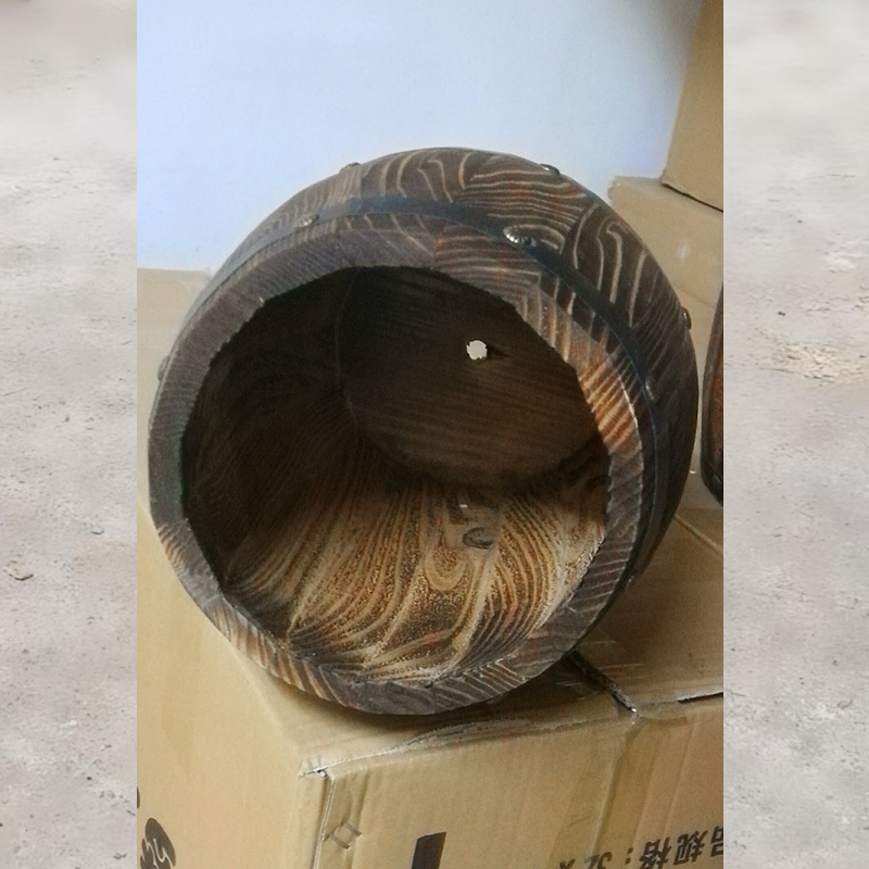 仿古橡木酒桶圆花盆防腐木花槽木桶户外阳台庭院种树大花箱装饰