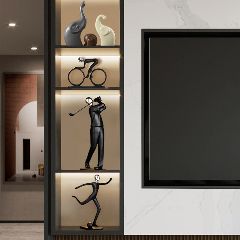 现代简约运动人工艺品摆件客厅书房橱柜酒柜人物家居装饰品摆件