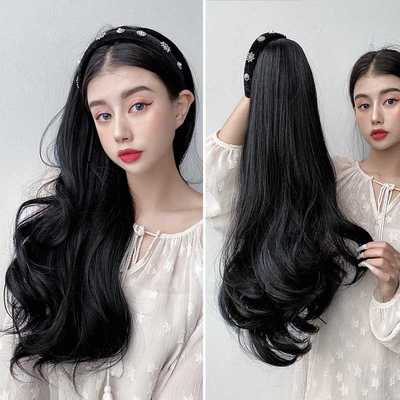 假发女可拆卸发箍一体自然大波浪长卷发片U型半头套懒人发箍假发