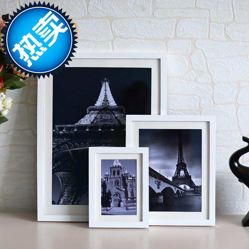 实木新款黄色粉色55白色黑色蓝色a4a5  12寸照画框挂墙相框摆台包