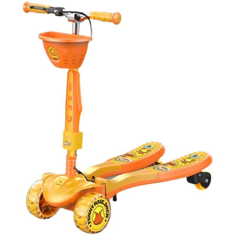 新款滑板车儿童蛙式双脚分开小孩脚踩双踏板滑滑四轮溜