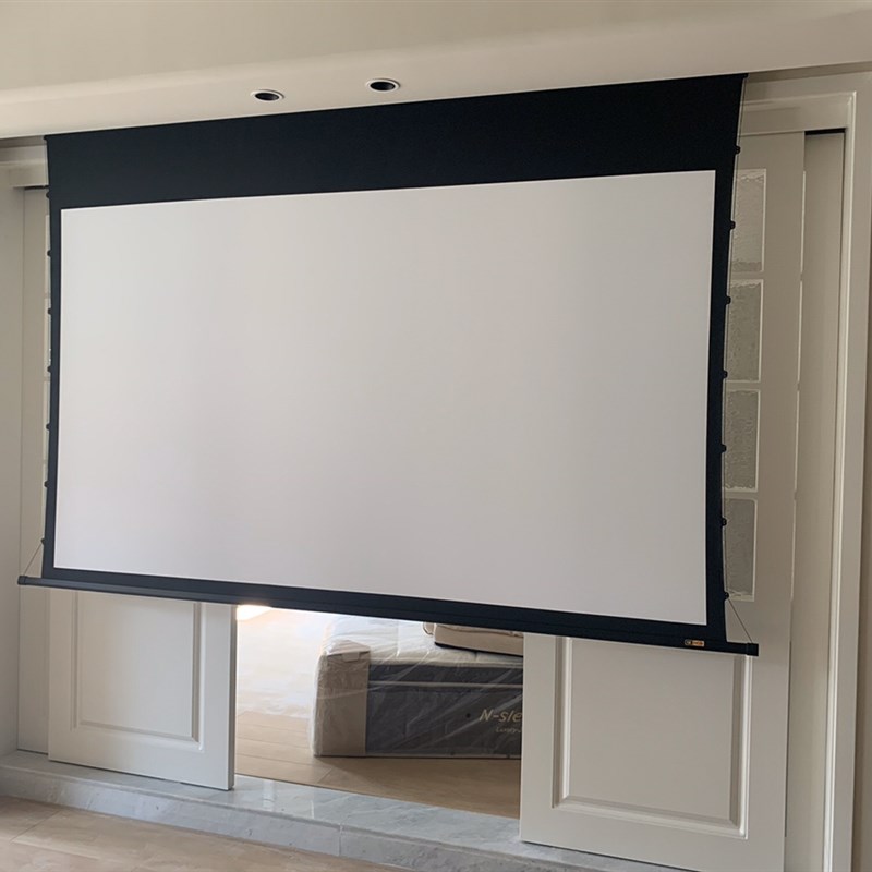 电动拉线遥控100寸120寸150寸家用办公高清投影机幕布