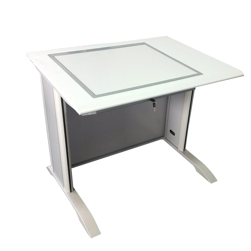 显示屏翻转桌机房课桌全钢木学校电脑桌教室翻盖机房桌子