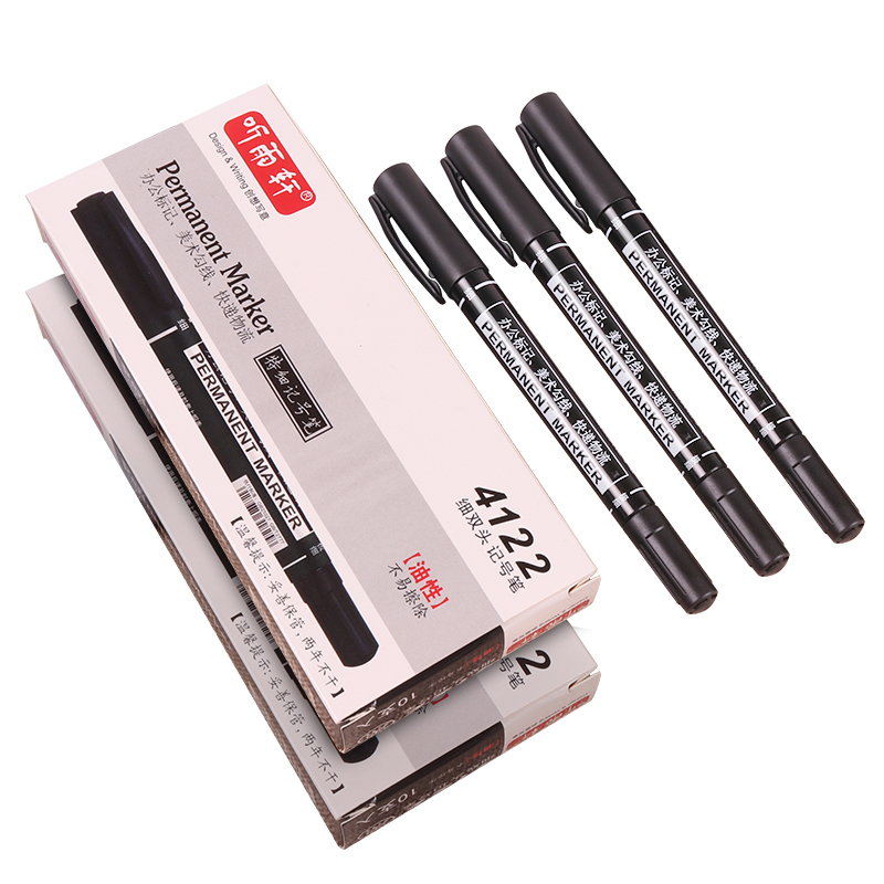6pcs Waterproof Marker Pen Permanent Dual Tip 0.5/1.0 Mm Nib