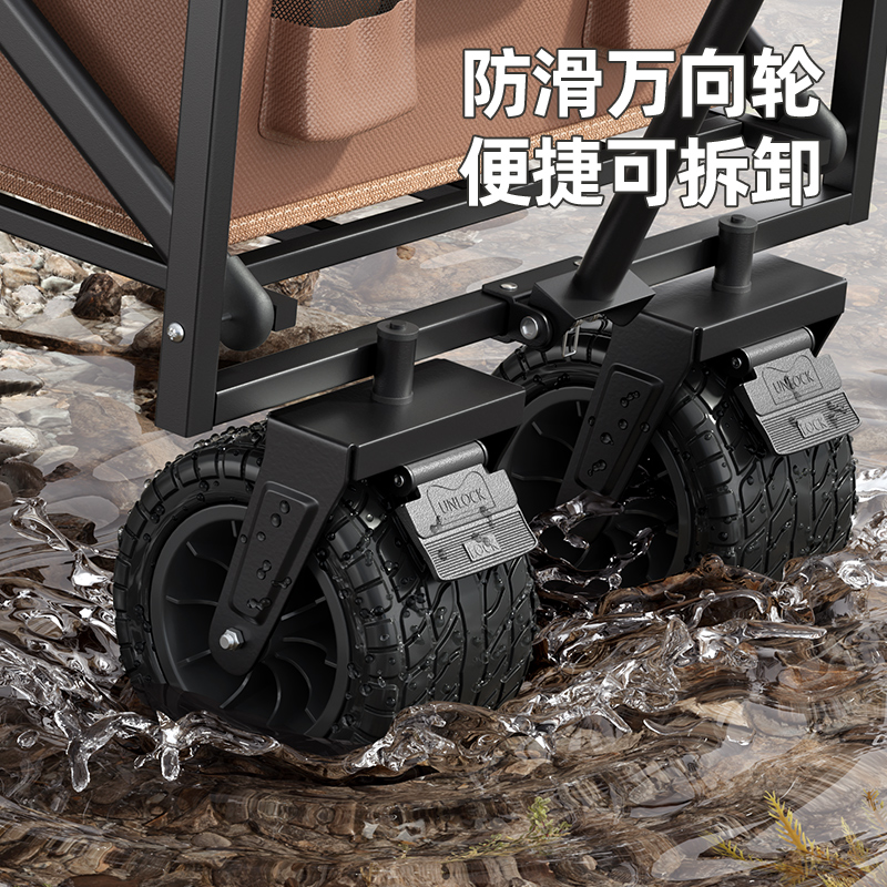 露营推车可折叠手推户外野餐便携小手拉车营地拖车超大桌板野营