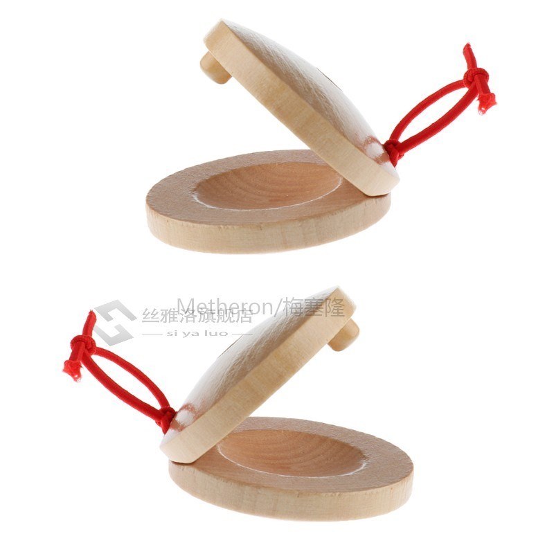 A Pair Wooden Castanets Wood Percussion Flaco Musical Instru