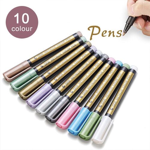极速10pcs Metallic Markers Paints Pens Art Permanent Writing