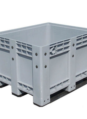 万尊封闭式卡板箱灰色1200*1000*780mm堆高机托盘箱车间周转箱废