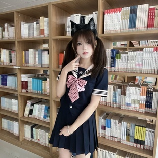 收腰服 云靡 原创正统 小树莓 粉领绀三本jk制服水手服日系短袖