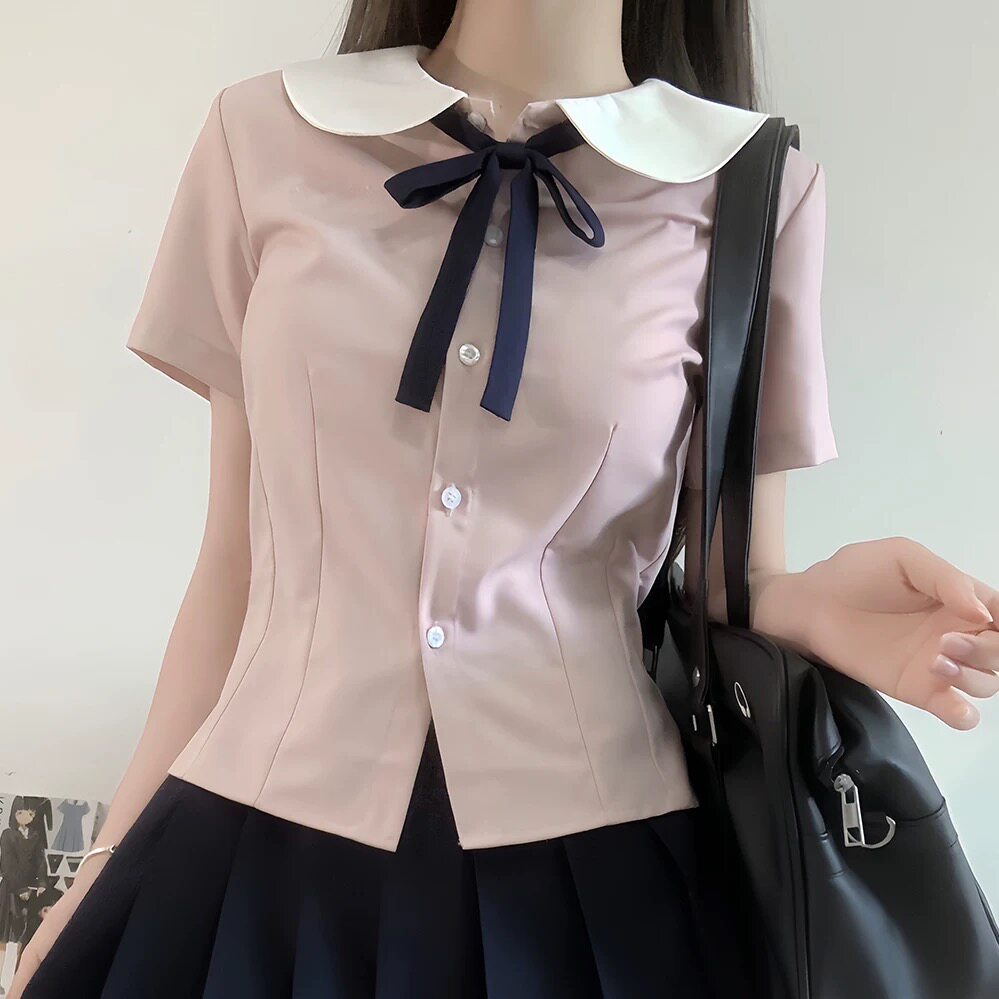 原创jk制服学院风收腰显瘦衬衫