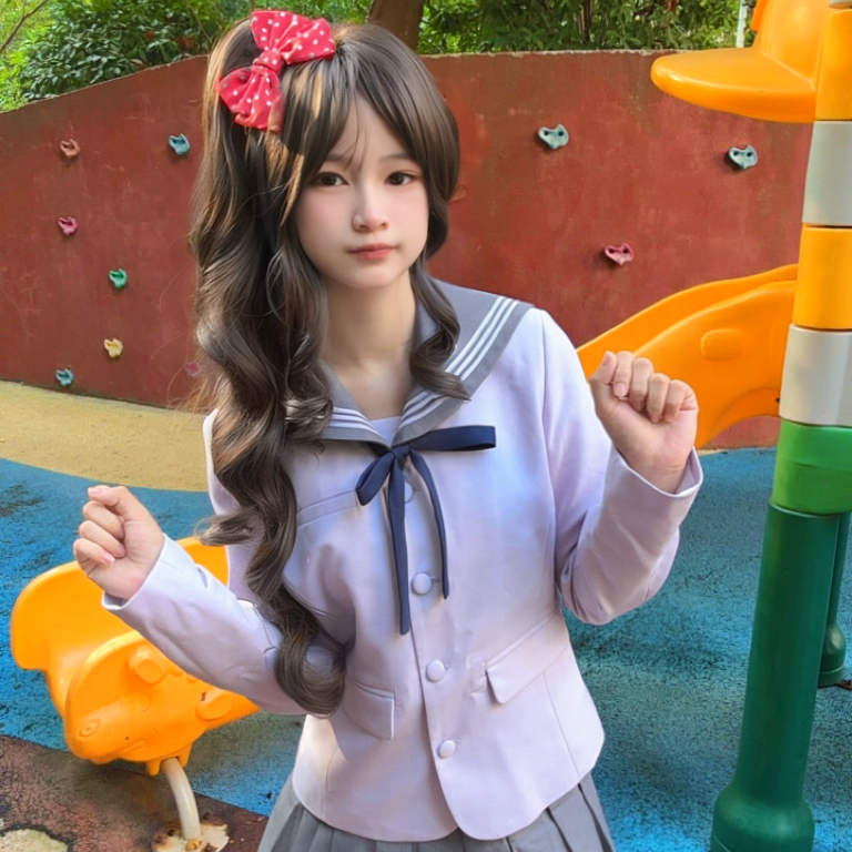 云靡原创jk风收腰紫色西装外套女