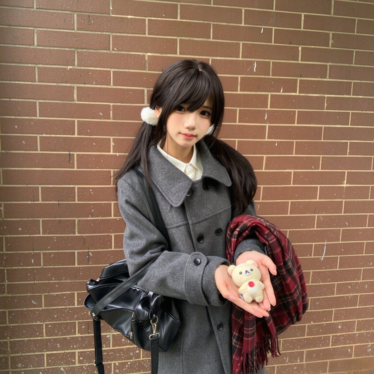 云靡原创秋冬双排扣jk毛呢大衣小个子学院风校供感加厚呢子外套女