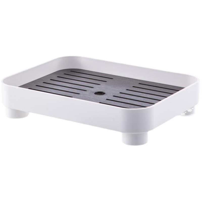 适用家用简约小茶盘放茶杯托盘日式长方形储水塑料杯架厨房双层沥