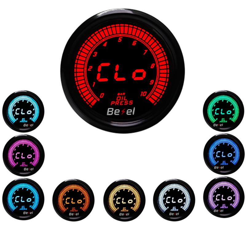 适配适用于传感器0-10BAR的12V2英寸52mm汽车油压表仪表数字LED显