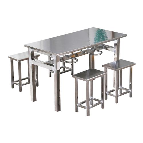 适用食堂不锈钢分体快餐桌椅学校工厂员工面馆餐厅长方形挂凳桌椅