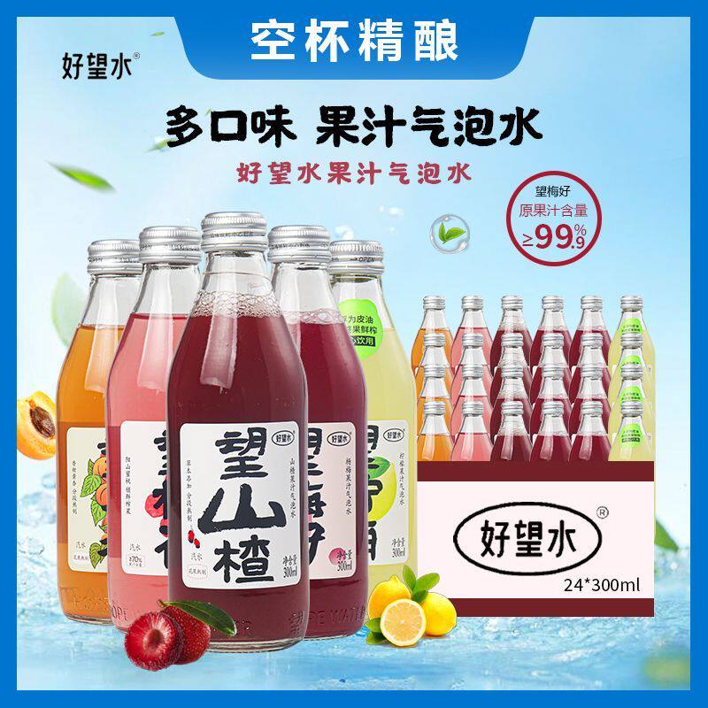 【5瓶特卖】好望水望山楂望橙功桃花望吉利果汁气泡汽水饮料300ml