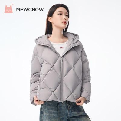 喵小周连帽羽绒服短款加厚白鸭绒