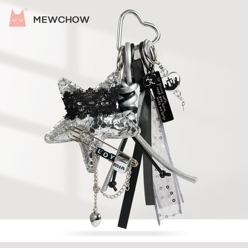 喵小周黑色星星皮质包挂件