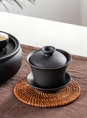 特价紫砂红黑盖碗茶杯三才杯泡茶器手抓壶敬茶碗茶备陶瓷功夫茶具