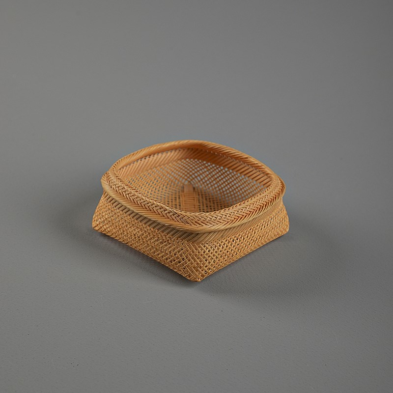 竹祈编织筐迷你精编手工竹编收纳篮竹篮子水果点心篮茶具文玩茶道