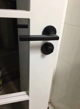 .门锁室内卧室房门锁家用静音门把手分体黑色磁吸锁木门锁具通用