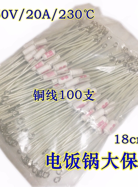 电饭锅专用保险管陶瓷温度保险丝RF250V20A230度加长铜线100支