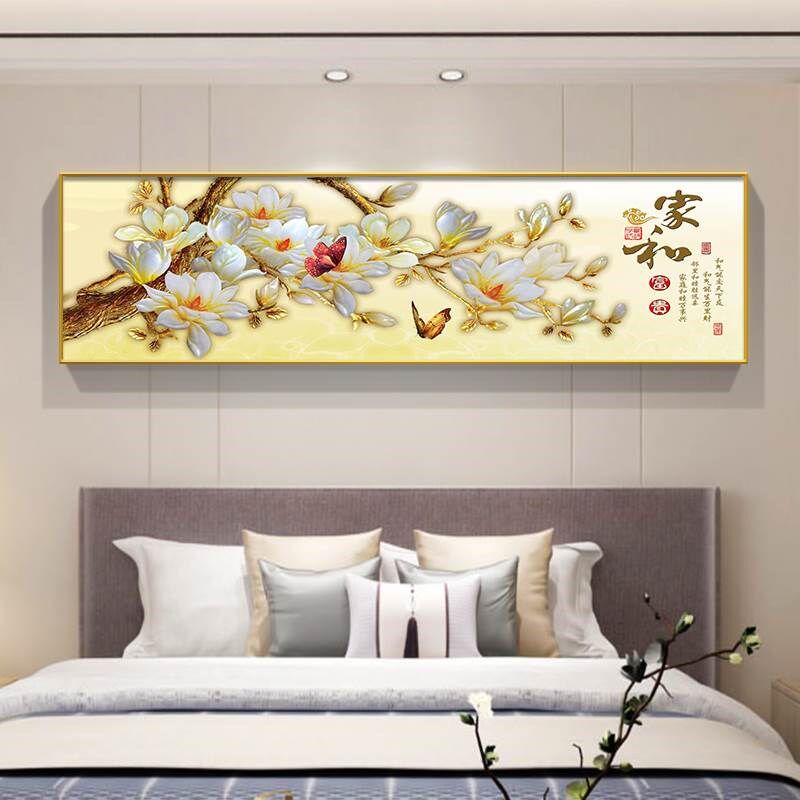 家和万事兴装饰画新中式富贵山水客厅挂画卧室床头画书房茶室壁画
