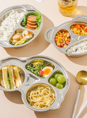 儿童餐盘宝宝餐盘分格不锈钢盆男女孩幼儿园分餐快餐盘餐具蒸饭盘