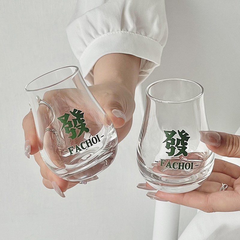 小众设计感发财杯咖啡品鉴杯创意玻璃小杯子手冲咖啡萃取杯品茗杯