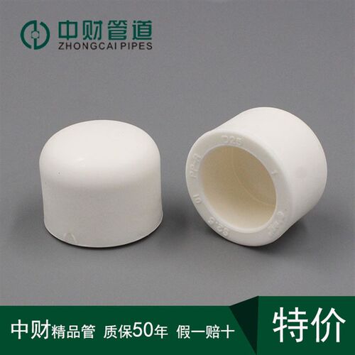中财ppr热水管ppr水管ppr管件管堵闷头管帽20/25/32/40/50/63白色