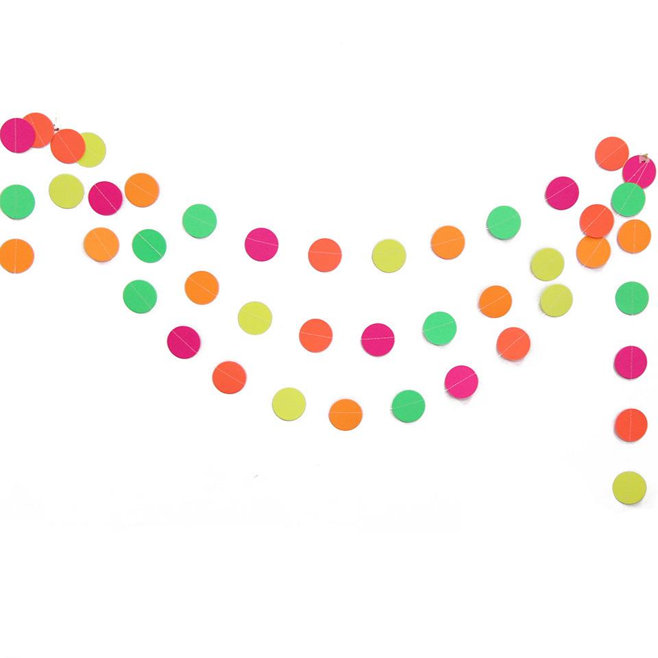 4米圆片荧光纸五角星婚房装饰拉花橱窗挂饰吊饰儿童生日布置彩旗