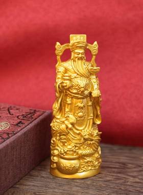 新款财神爷摆件聚宝盆文财神站像财神像家居供养神像客厅公司开业