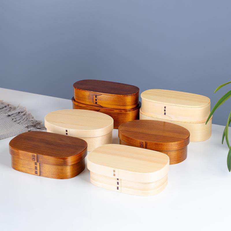 日式实木便当盒非密封午餐鲜果盒子木质餐具家用便携餐盒