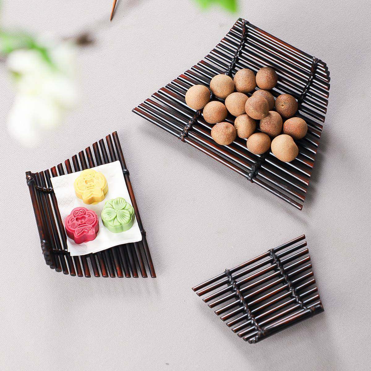 紫竹排日料摆盘装饰刺身烤肉拼盘摆件海鲜茶盘茶垫日式杯垫茶席