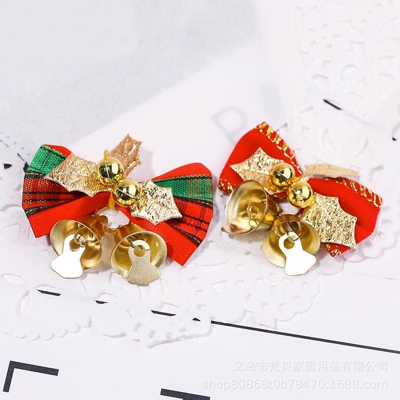 圣诞树蝴蝶结装饰花环挂饰配件迷你铃铛挂饰diy材料手工自制饰品